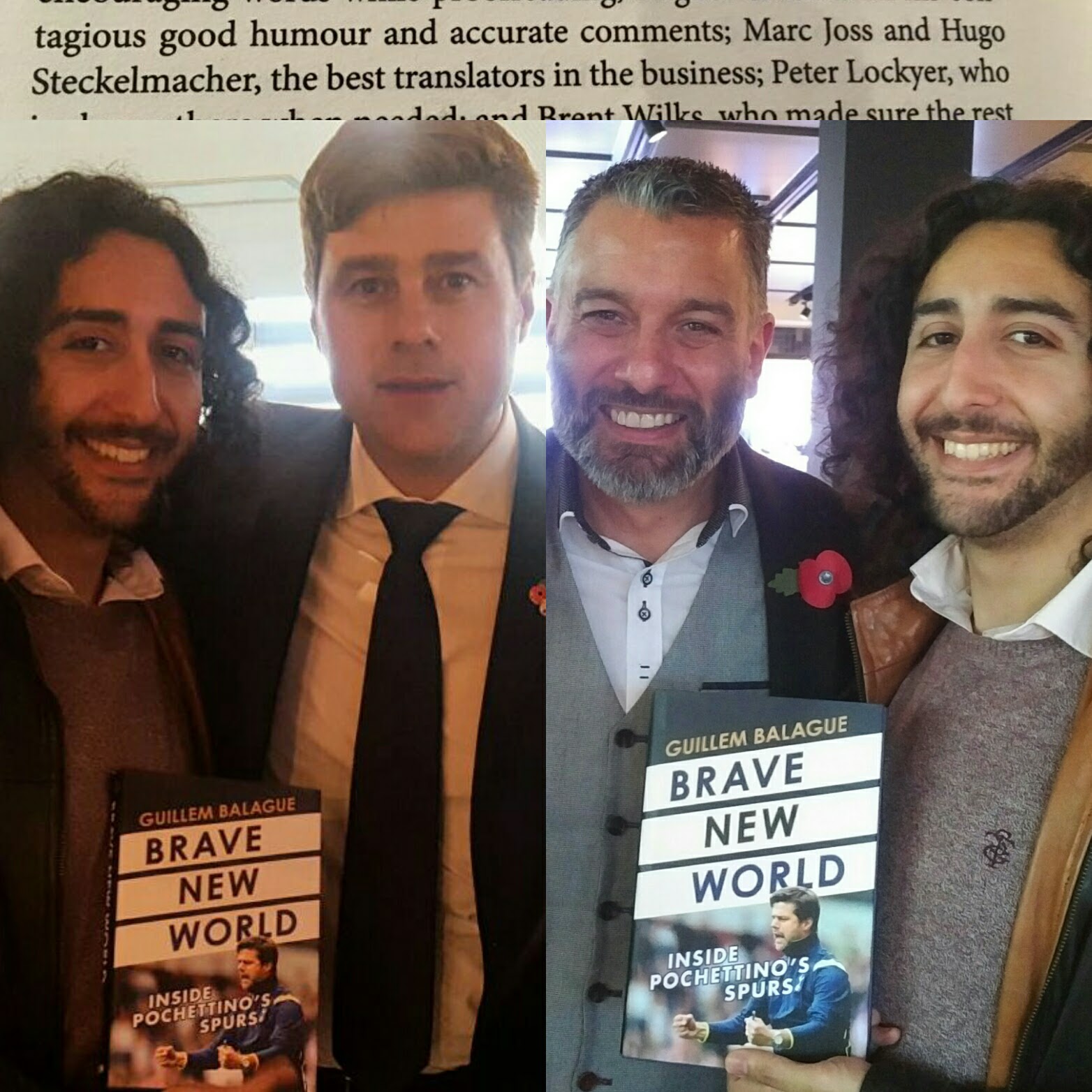 Marc Joss football translator with Guillem Balagué and Mauricio Pochettino at the 'Brave New World' book launch in November 2017ish