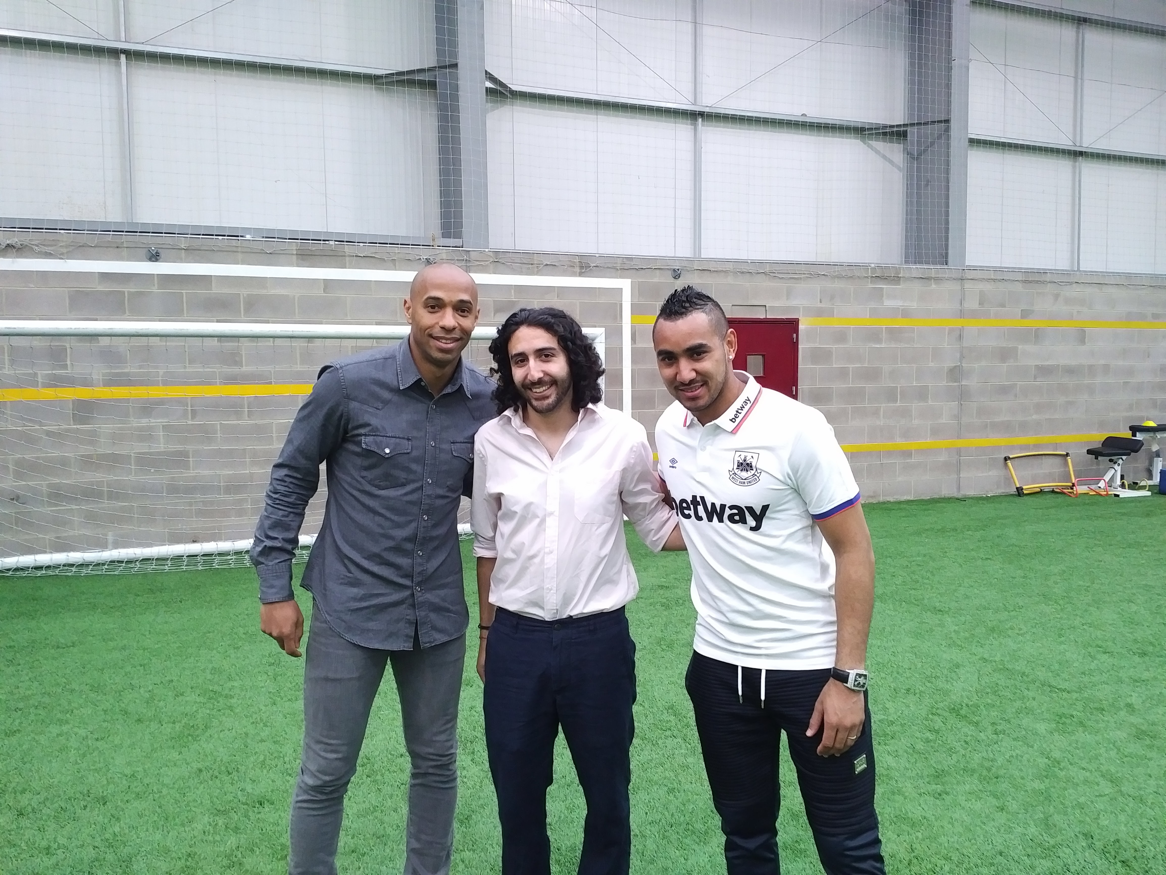 Marc Joss football translator with Thierry Henry and Dimitri Payet