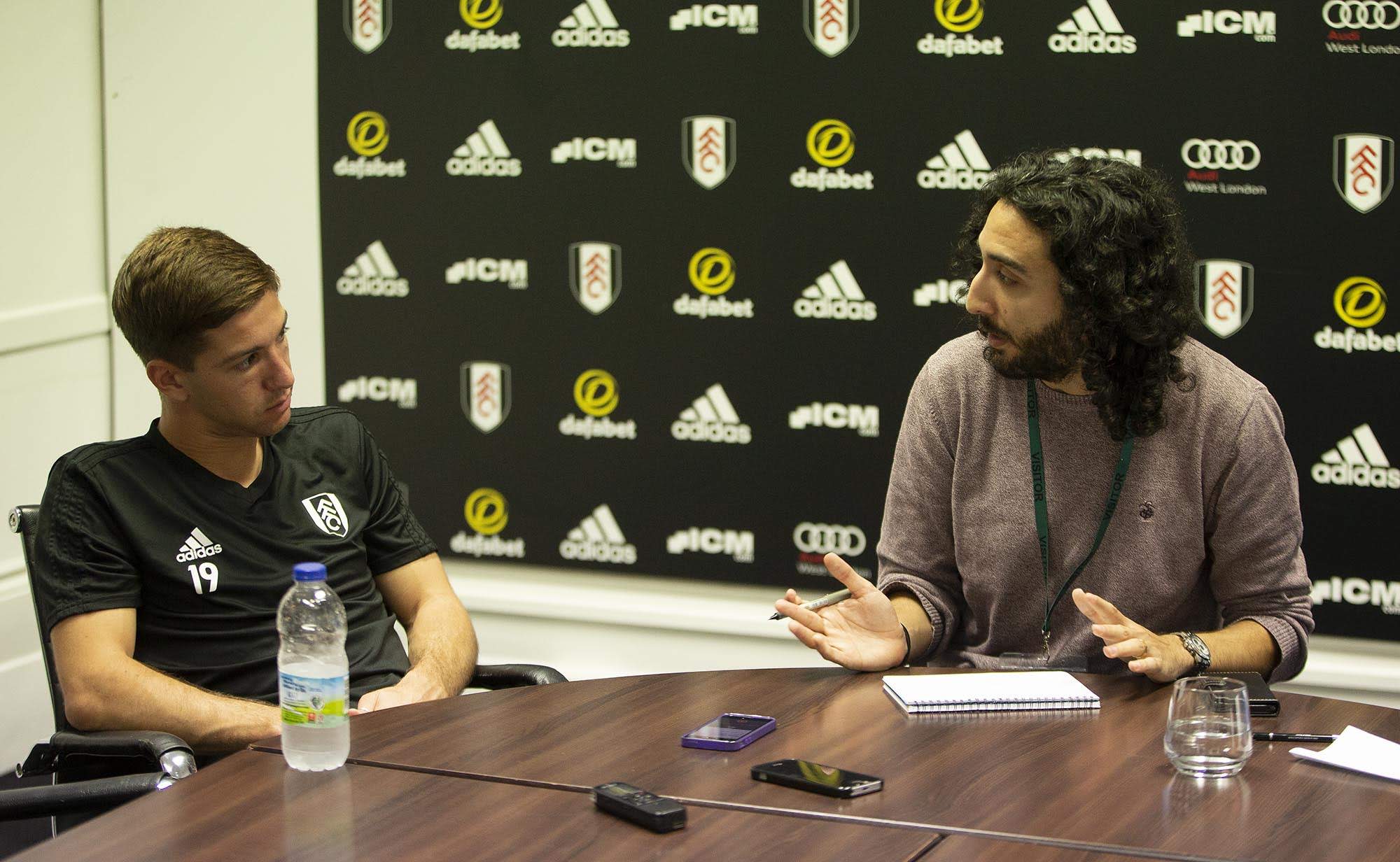 Marc Joss Spanish English consecutive interpreter with Luciano Vietto in October 2018