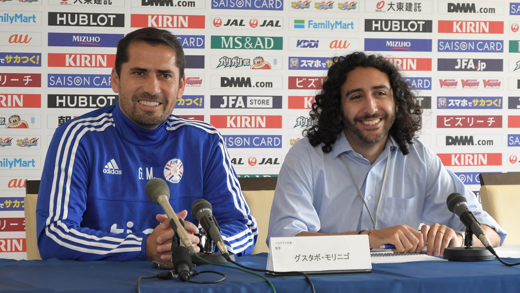 Marc Joss Spanish-English consecutive interpreter at Japan v Paraguay friendly in June 2018