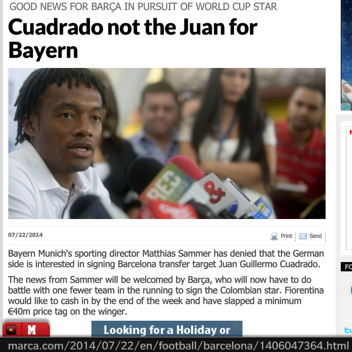 Marc Joss Article About Juan Cuadrado on Marca
