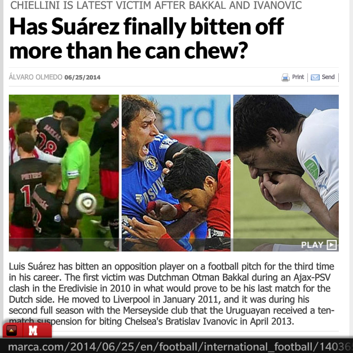 Marc Joss Article About Luis Suarez on Marca