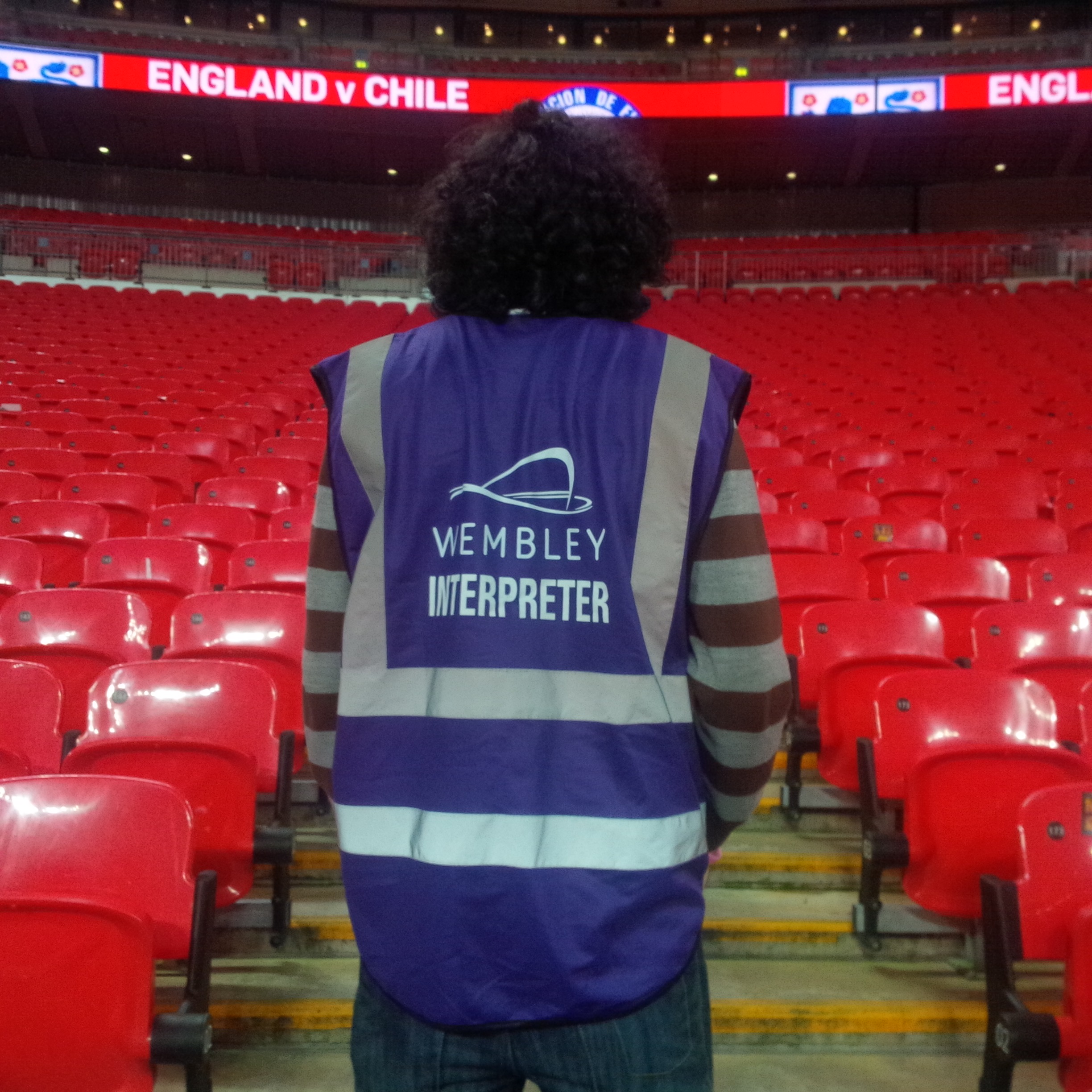 Working as a Spanish football turnstile interpreter at England V Chile