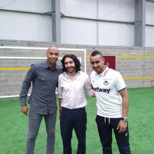Marc Joss football translator with Thierry Henry and Dimitri Payet