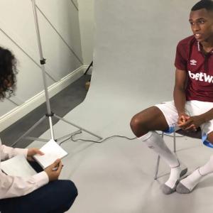 Marc Joss French English consecutive interpreter with Issa Diop in June 2018