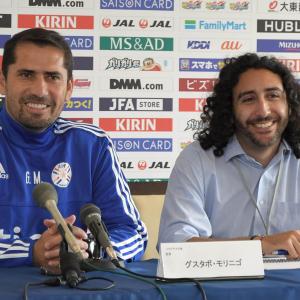 Marc Joss Spanish-English consecutive interpreter at Japan v Paraguay friendly in June 2018